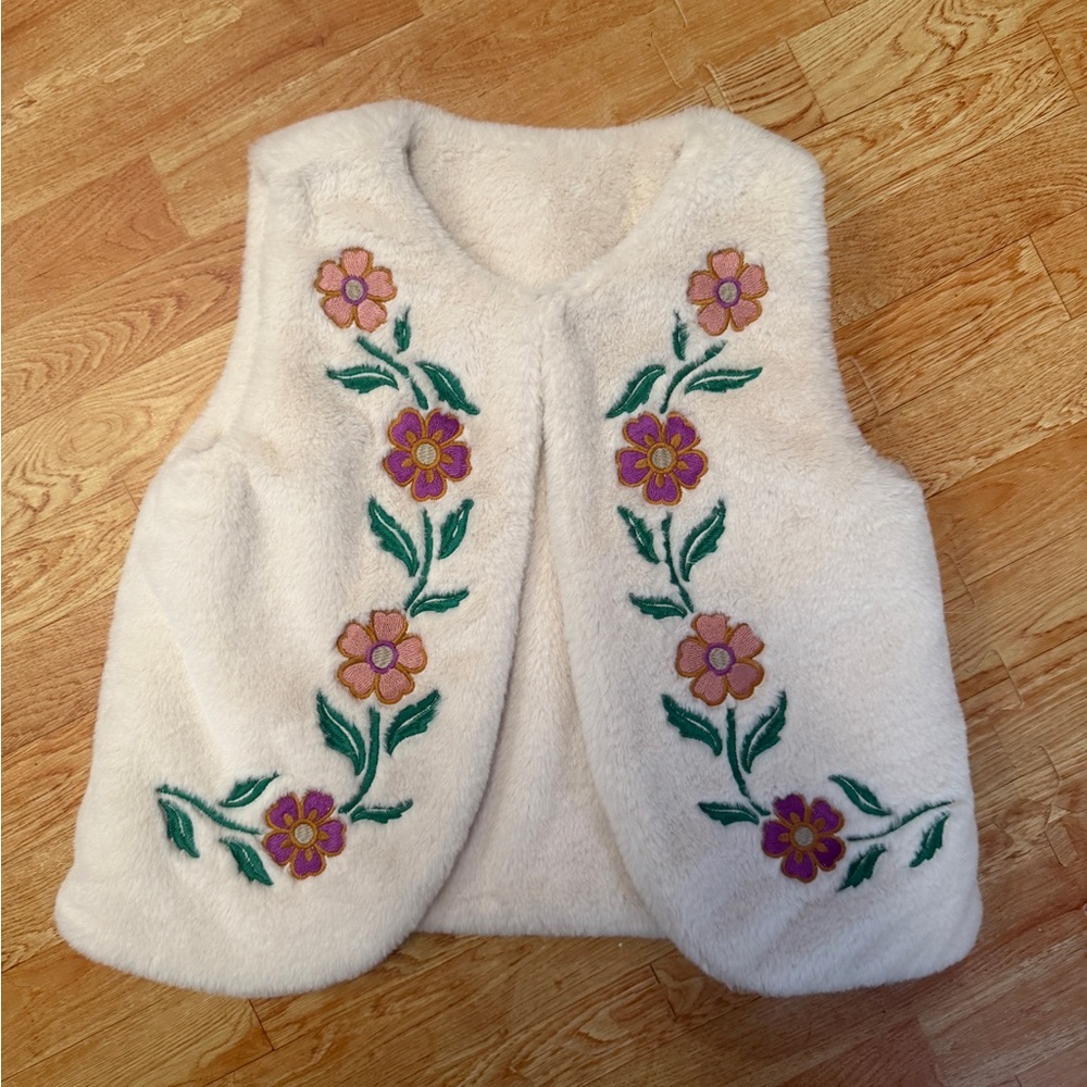 Mini Boden Cream Fleece Vest